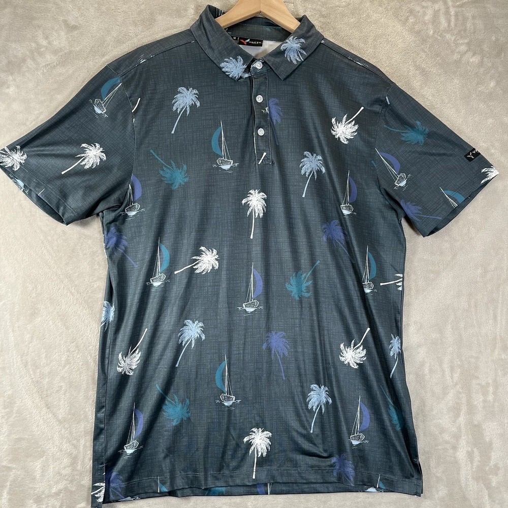 Yatta‎ Golf Mens Pura Vida Polo Shirt M Short Sleeve Pullover Regular Fit Gray